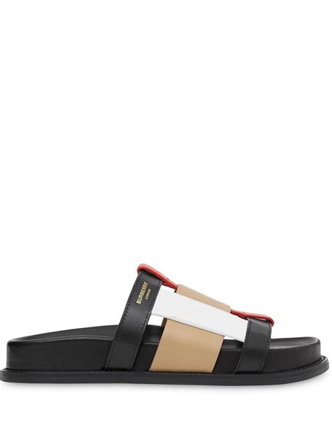 burberry color block leather slides|Burberry colour.